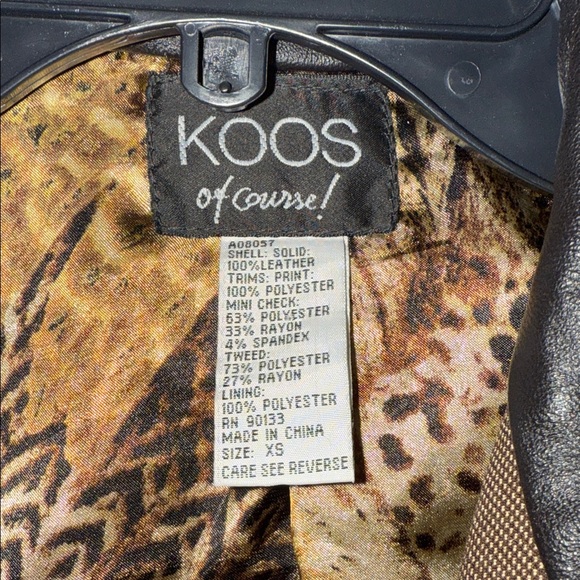 Vintage Koos Womens Leather and Tweed Jacket with Animal Print Detail - Picture 2 of 11